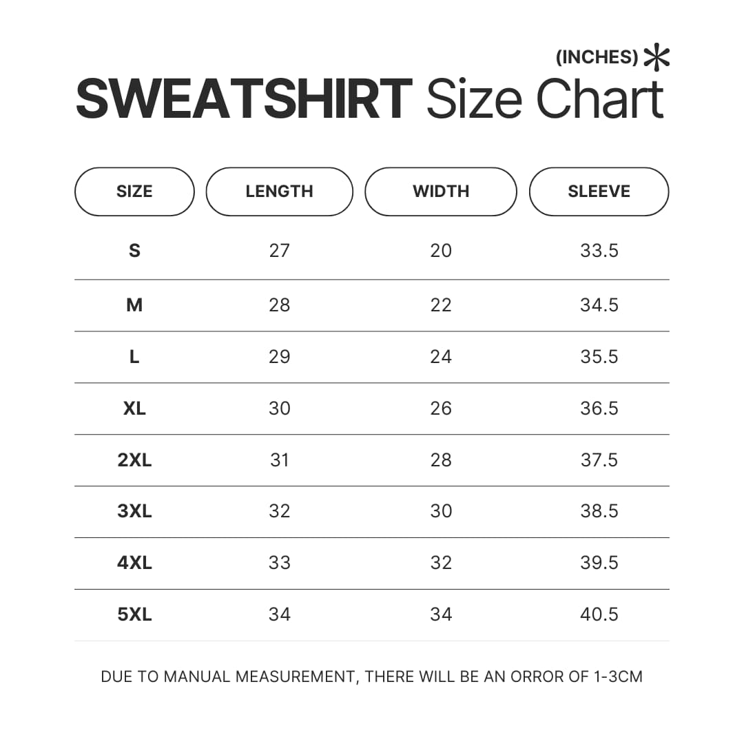 Sweatshirt Size Chart - Ishura Store