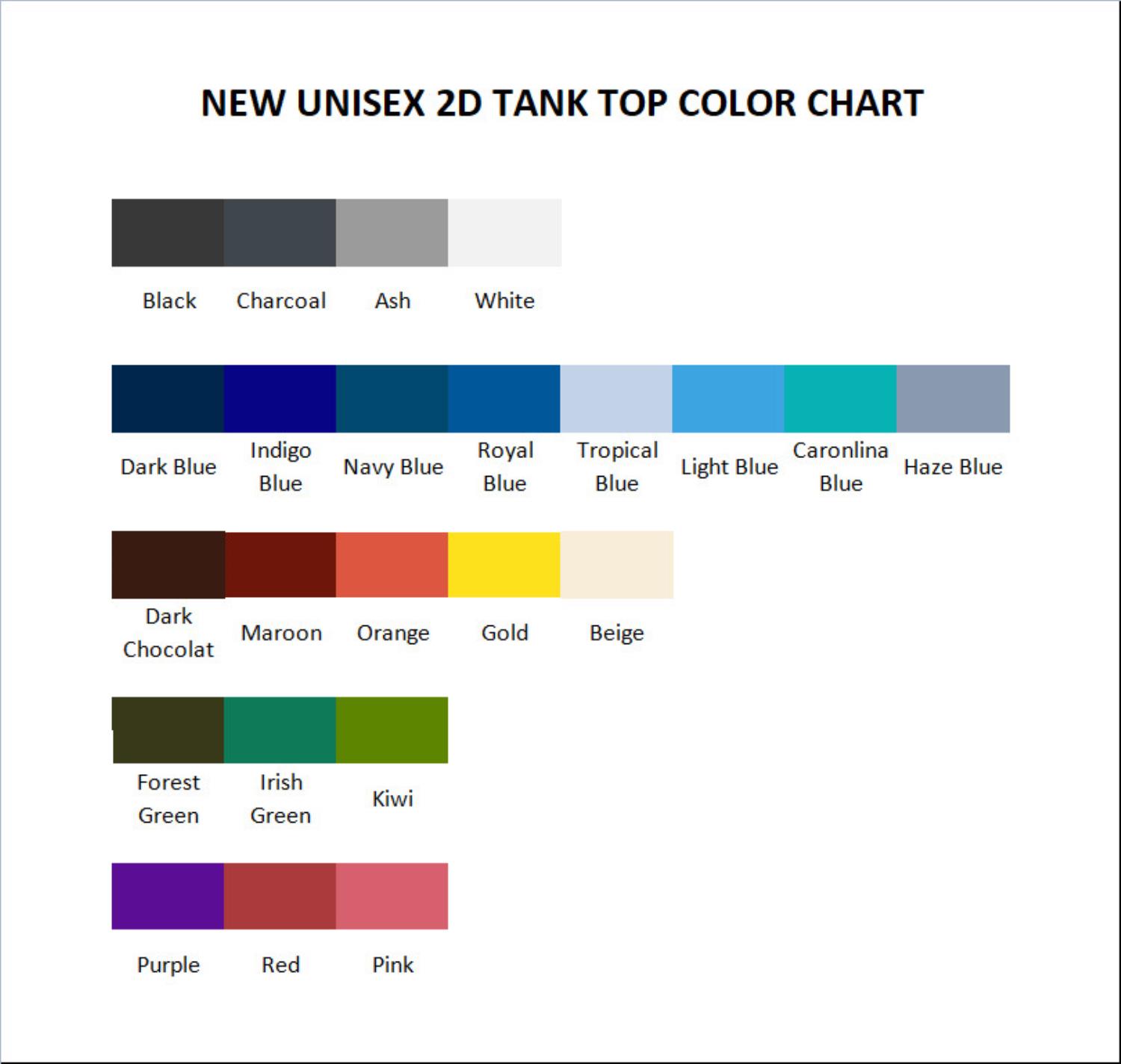 tank top color chart - Ishura Store